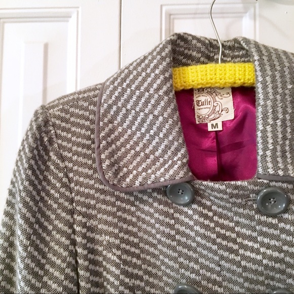 Tulle Belted Pea Coat - Picture 3 of 7